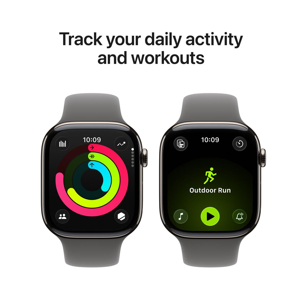 Apple Watch Series 11 GPS + Cellular 46mm Natural Titanium Case with Stone Grey Sport Band - M/L