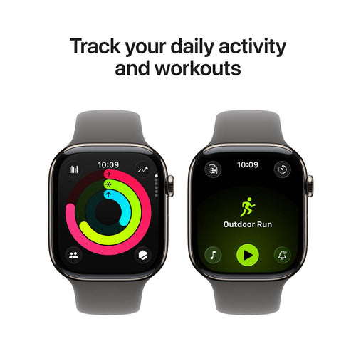 Apple Watch Series 11 GPS + Cellular 46mm Natural Titanium Case with Stone Grey Sport Band - M/L