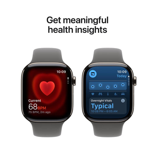 Apple Watch Series 11 GPS + Cellular 46mm Natural Titanium Case with Stone Grey Sport Band - M/L