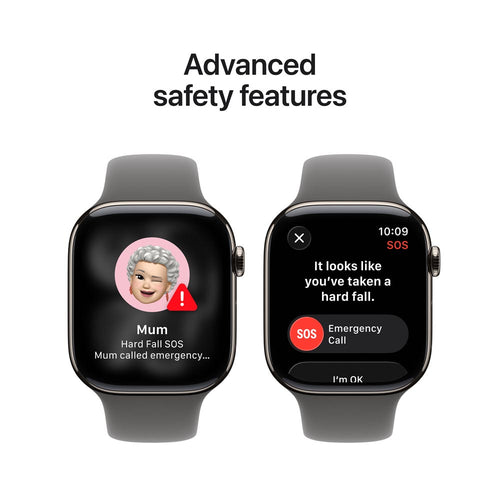 Apple Watch Series 11 GPS + Cellular 46mm Natural Titanium Case with Stone Grey Sport Band - M/L
