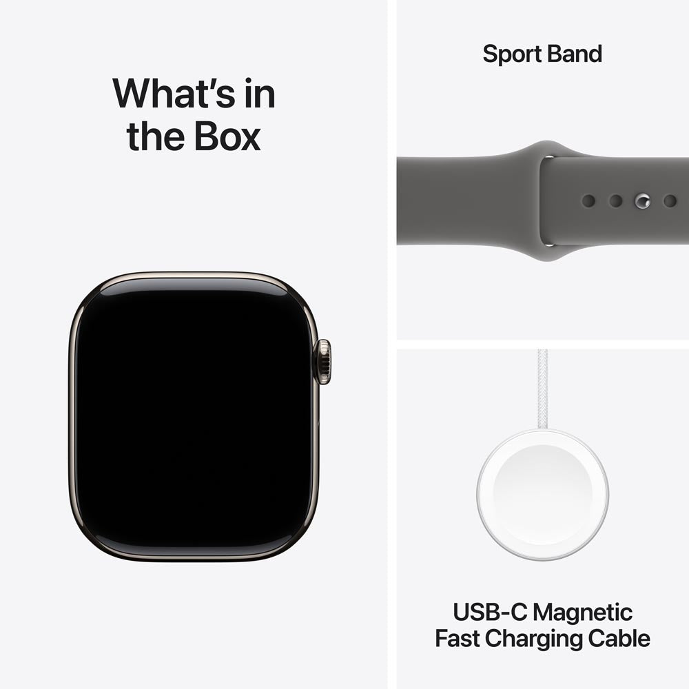 Apple Watch Series 11 GPS + Cellular 46mm Natural Titanium Case with Stone Grey Sport Band - M/L