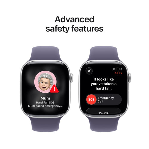 Apple Watch Series 11 GPS + Cellular 46mm Silver Aluminium Case with Purple Fog Sport Band - S/M
