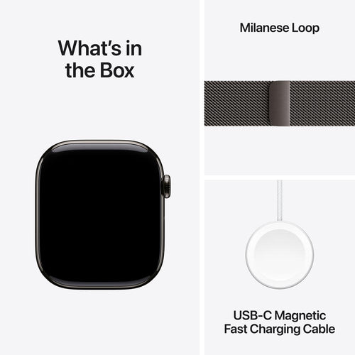Apple Watch Series 11 GPS + Cellular 46mm Slate Titanium Case with Slate Milanese Loop - S/M