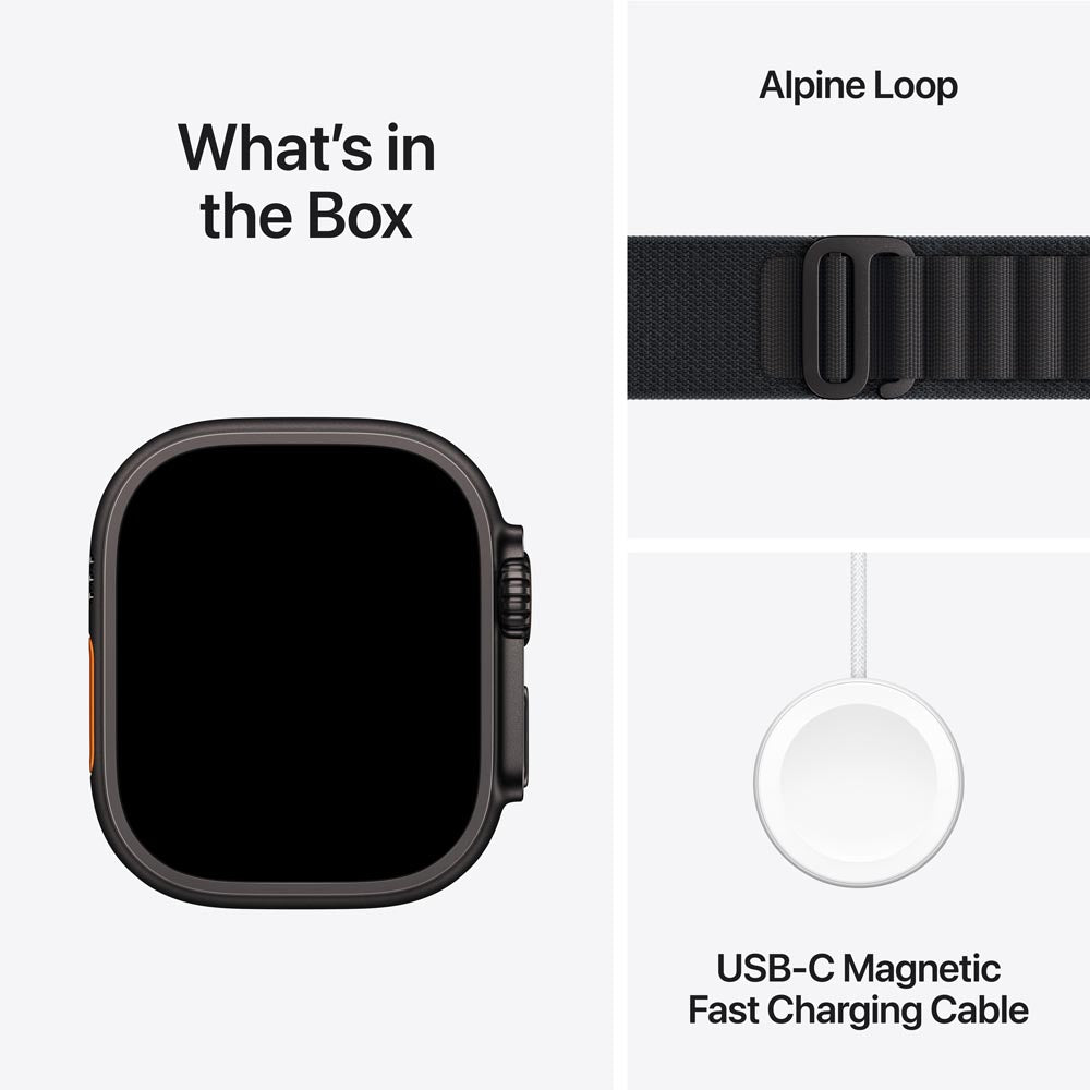 Apple Watch Ultra 3 GPS + Cellular 49mm Black Titanium Case with Black Alpine Loop - Small