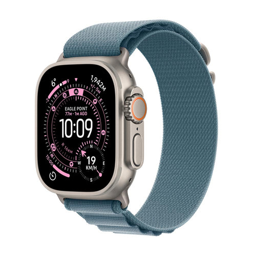Apple Watch Ultra 3 GPS + Cellular 49mm Natural Titanium Case with Light Blue Alpine Loop - Large