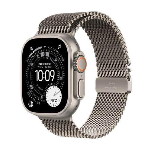 Apple Watch Ultra 3 GPS + Cellular 49mm Natural Titanium Case with Natural Titanium Milanese Loop - Small