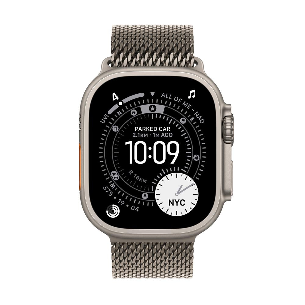 Apple Watch Ultra 3 GPS + Cellular 49mm Natural Titanium Case with Natural Titanium Milanese Loop - Medium