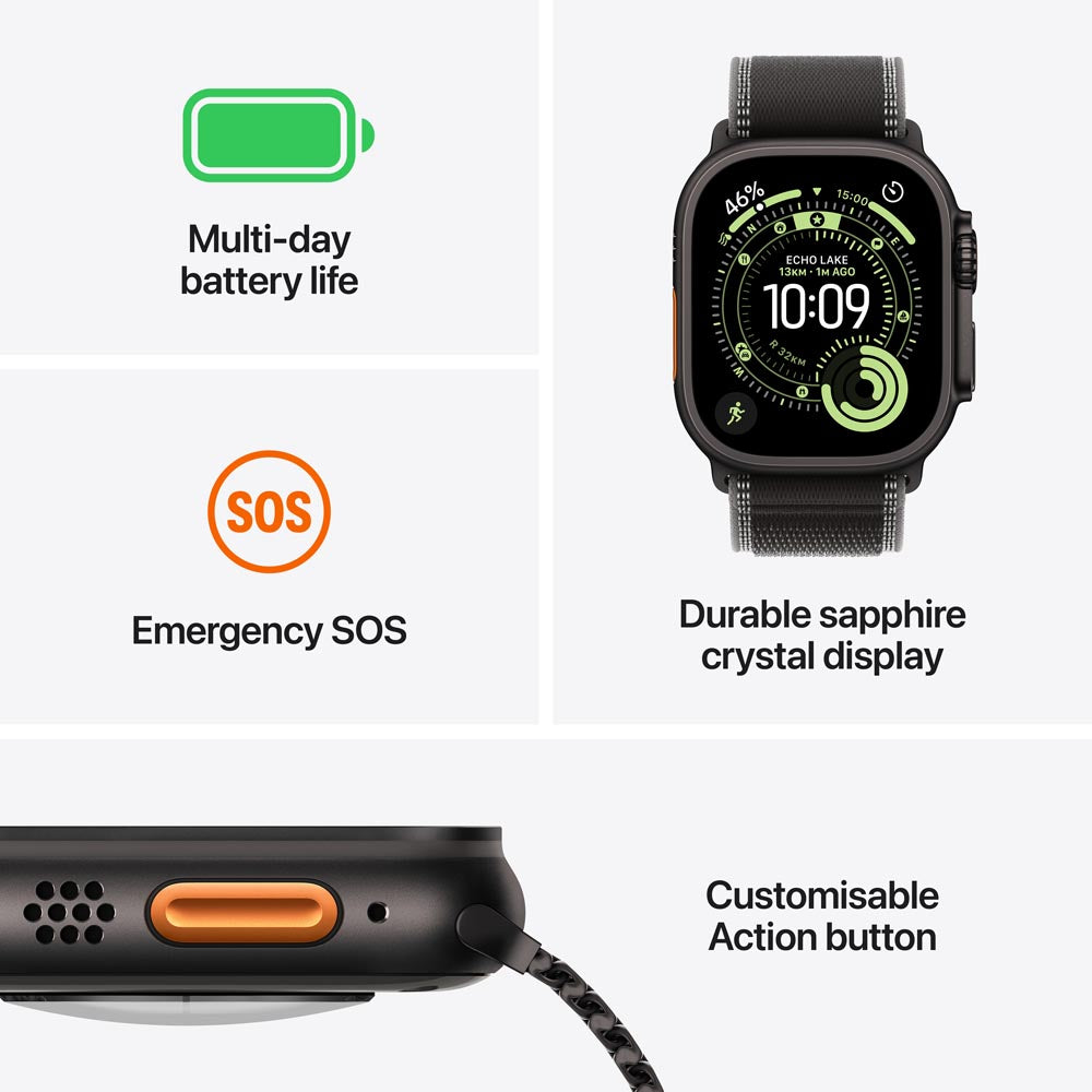 Apple Watch Ultra 3 GPS + Cellular 49mm Natural Titanium Case with Natural Titanium Milanese Loop - Small