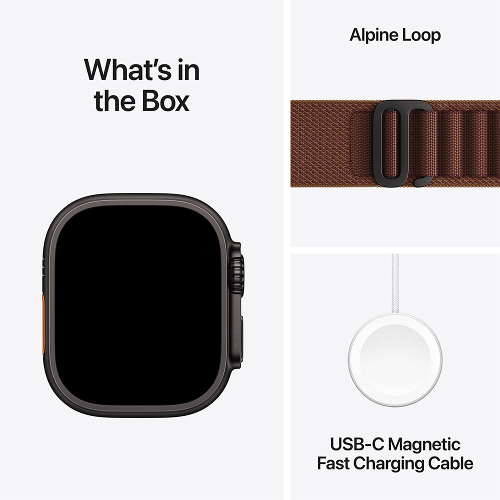 Apple Watch Ultra 4 (GPS + Cellular) 49mm Black Titanium - Burgundy Alpine Loop S