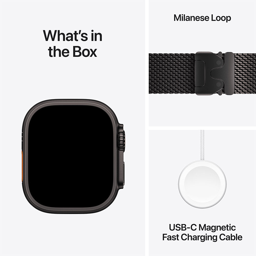 Apple Watch Ultra 4 (GPS + Cellular) 49mm Black Titanium - Black Milanese Loop S