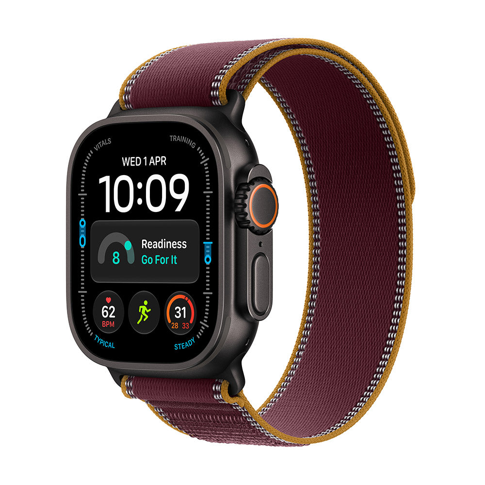 Apple Watch Ultra 4 (GPS + Cellular) 49mm Black Titanium - Burgundy Trail Loop M/L
