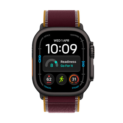 Apple Watch Ultra 4 (GPS + Cellular) 49mm Black Titanium - Burgundy Trail Loop M/L