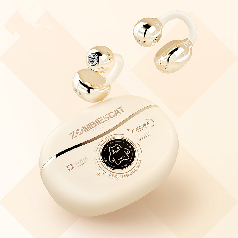 Zombie Cat B16-Beige Clip-On Wireless Earbuds Beige