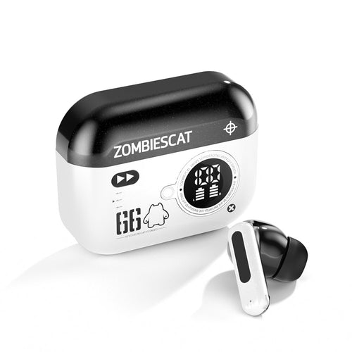 Zombie Cat B20-WH Color-Block Zinc Alloy Bluetooth Earbuds White