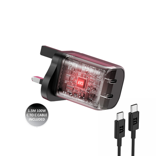 Redmonster Fibon PD60W Duo 2C AVSWall Charger + 1.5M Cable - Black