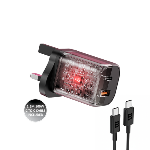 Redmonster Fibon PD60W Duo 1C1A AVS Wall Charger + 1.5M Cable - Black
