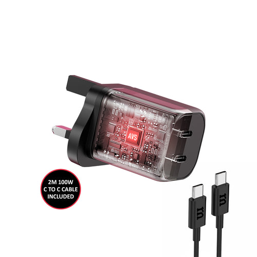 Redmonster Fibon PD60W Duo 2C AVS Wall Charger + 2M Cable - Black