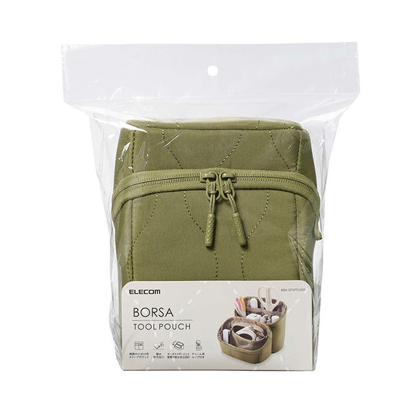 Elecom BMA-QTGPTLSGN Quilted Slim Gadget Pouch - Green