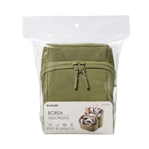Elecom BMA-QTGPTLSGN Quilted Slim Gadget Pouch - Green