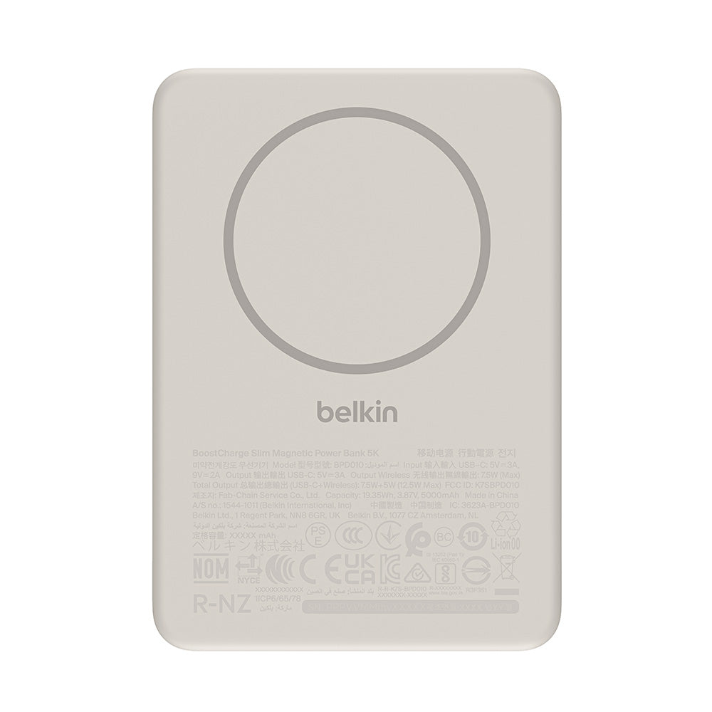 Belkin BPD010fqSA BoostCharge Slim Magnetic Power Bank 5K - Sand