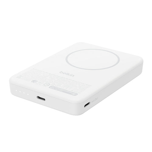 Belkin BPD016fqWH BoostCharge Slim Magnetic Power Bank 10K with Qi2 - White