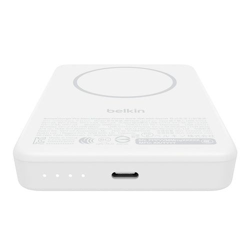 Belkin BPD016fqWH BoostCharge Slim Magnetic Power Bank 10K with Qi2 - White