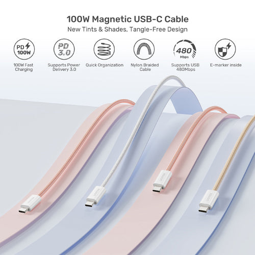 Unitek C14141AWH 100W Magnetic USB-C Cable - 1M (White)