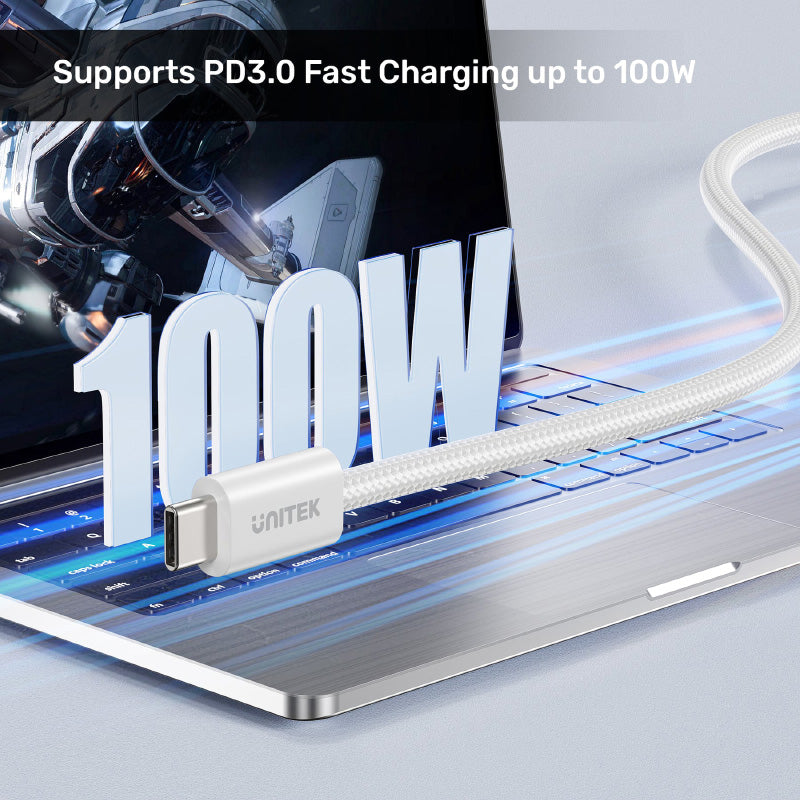 Unitek C14141AWH 100W Magnetic USB-C Cable - 1M (White)