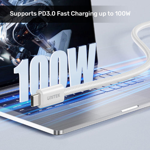 Unitek C14141AWH 100W Magnetic USB-C Cable - 1M (White)