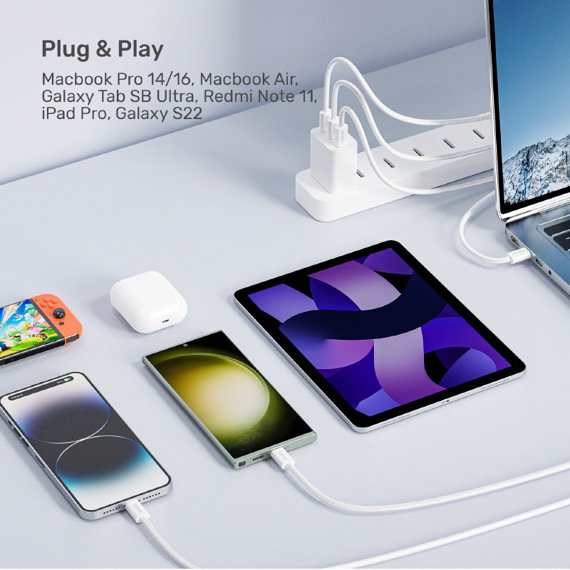 Unitek C14141AWH 100W Magnetic USB-C Cable - 1M (White)