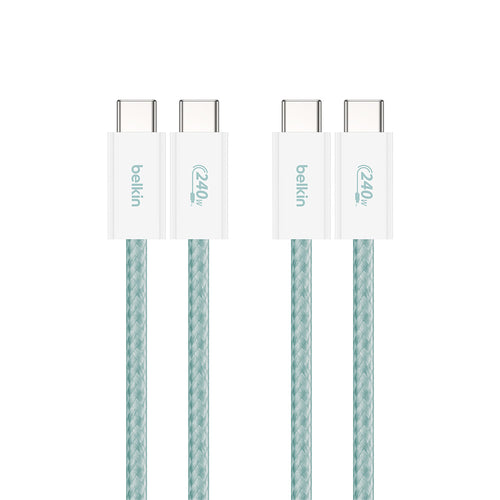 Belkin CAB019qc05GR2PK BoostCharge USB-C to USB-C Cable 240W 1.5M (2-Pack) - Green