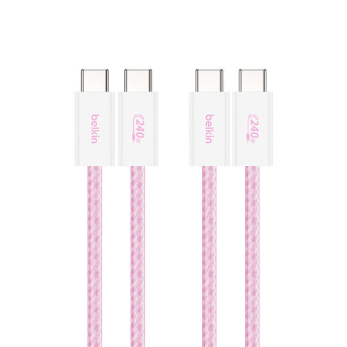 Belkin CAB019qc05PK2PK BoostCharge USB-C to USB-C Cable 240W 1.5M (2-Pack) - Pink