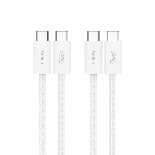 Belkin CAB019qc05WH2PK BoostCharge USB-C to USB-C Cable 240W 1.5M (2-Pack) - White