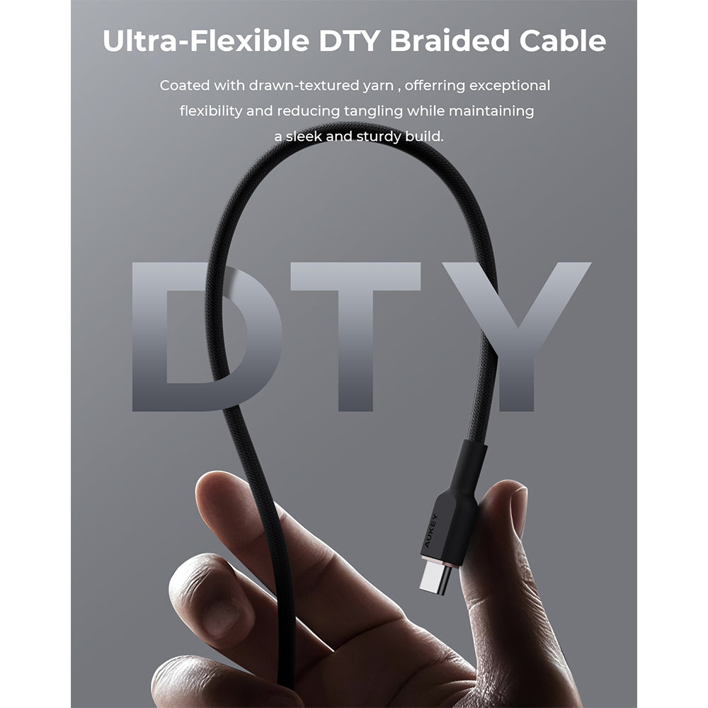 Aukey CB-DAC03 Circlet AC DTY Braided USB-A to USB-C Cable – Black (1M)
