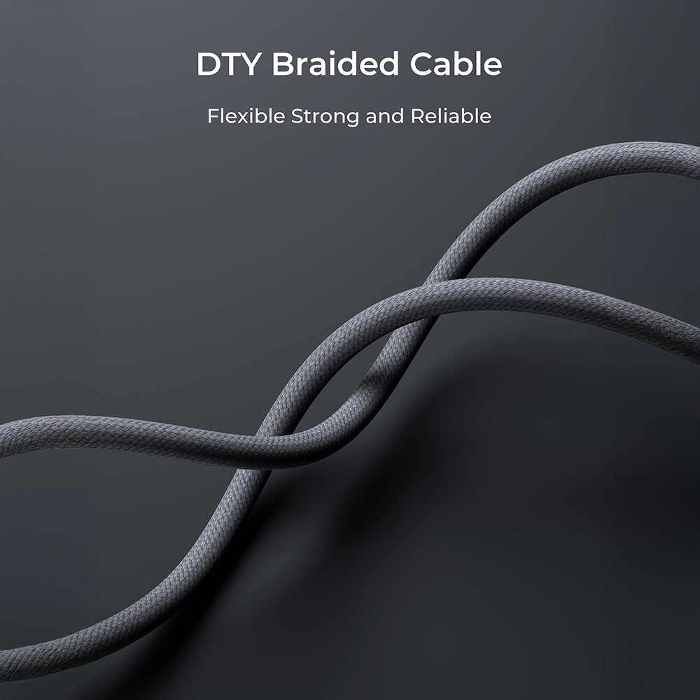 Aukey CB-DCC141 Circlet Blink 140W 2-in-1 DTY Braided USB-C to USB-C Cable – Grey (1M)