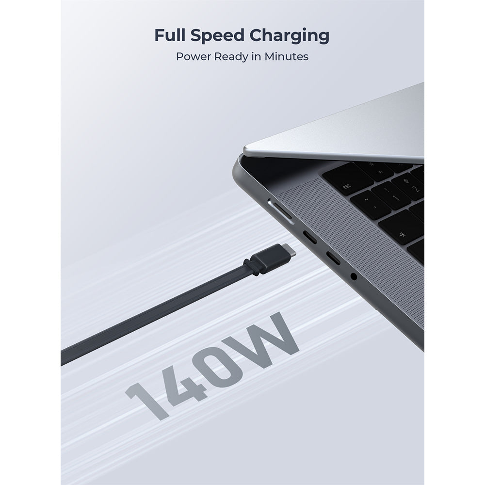 Aukey CB-DCC143 Circlet Reel 140W DTY Braided USB-C to USB-C Retractable Cable - Dark Gray (0.9M)