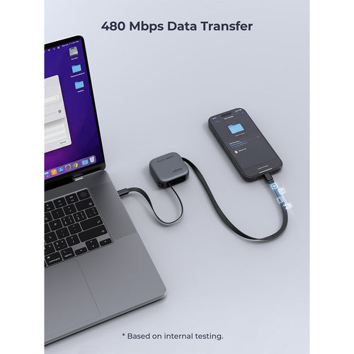 Aukey CB-DCC143 Circlet Reel 140W DTY Braided USB-C to USB-C Retractable Cable - Dark Gray (0.9M)