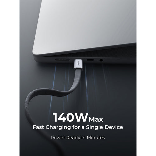 Aukey CB-DCC145 Circlet Blink 140W DTY Braided USB-C to USB-C Magnetic Cable – Grey (1M)