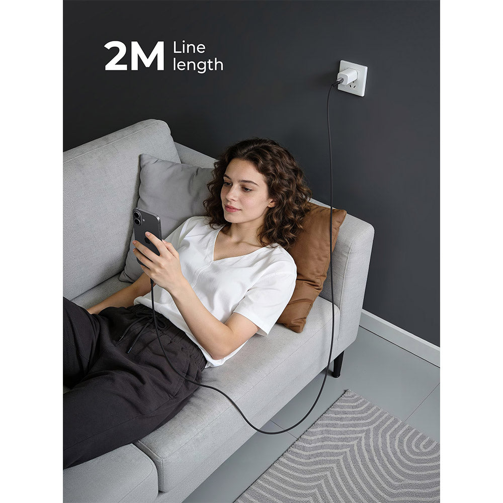 Aukey CB-DCC244 Impulse 240W 2M DTY Braided USB-C to USB-C Cable with LCD Display - Black