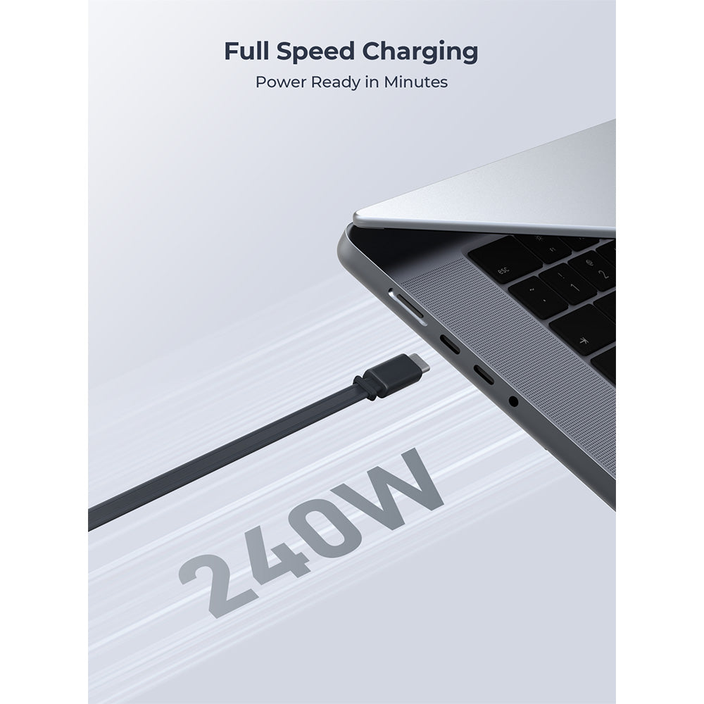 Aukey CB-DCC247 Circlet Reel 240W DTY Braided USB-C to USB-C Retractable Cable - Dark Gray (0.9M)