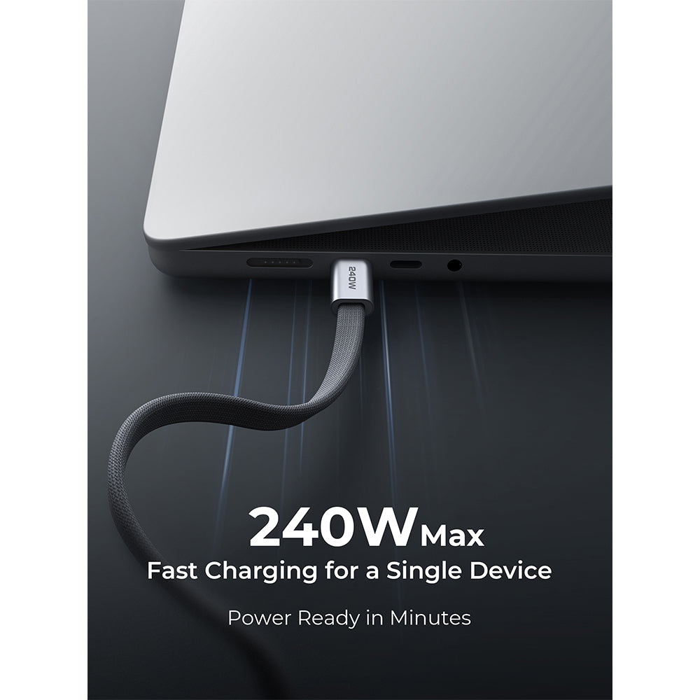 Aukey CB-DCC251 Circlet Blink 240W DTY Braided USB-C to USB-C Magnetic Cable – Grey (1M)