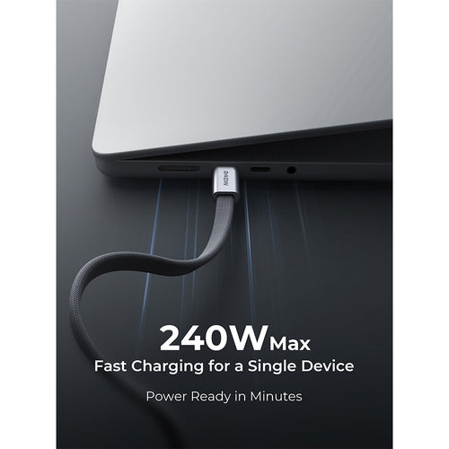 Aukey CB-DCC251 Circlet Blink 240W DTY Braided USB-C to USB-C Magnetic Cable – Grey (1M)