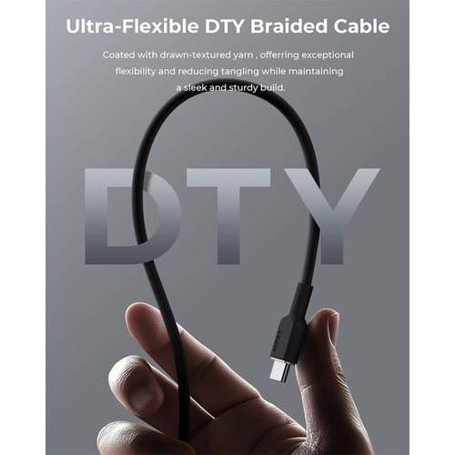 Aukey CB-DCC67 Circlet CC 60W DTY Braided USB-C to USB-C Cable – Black (1M)