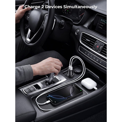 Aukey CC-A3P Enduro Nano AC 65W 2-Port Car Charger - Black