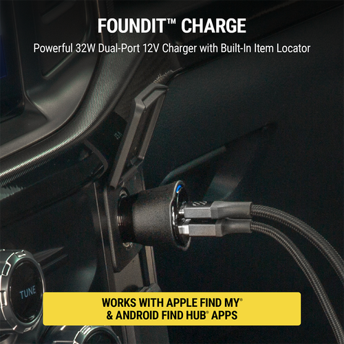 Scosche CPD32LT-SP FoundIT™ Charge Tracker with 32W Dual-Port 12V Charger – Black
