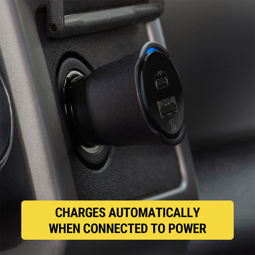 Scosche CPD32LT-SP FoundIT™ Charge Tracker with 32W Dual-Port 12V Charger – Black