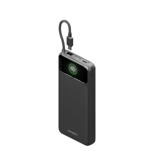Cygnett Pocket Gen3 Power Bank with Integrated USB-C Cable 20K - Black