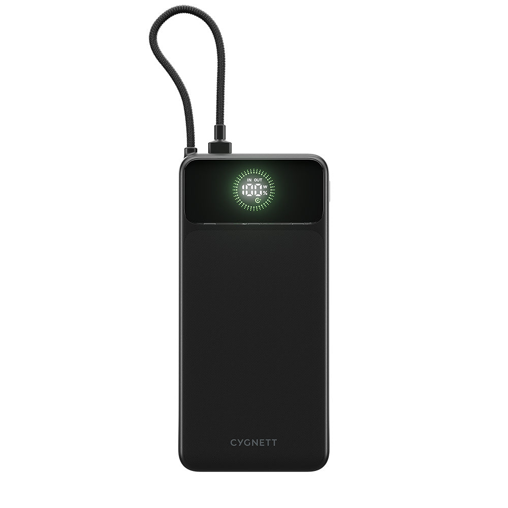 Cygnett Pocket Gen3 Power Bank with Integrated USB-C Cable 20K - Black