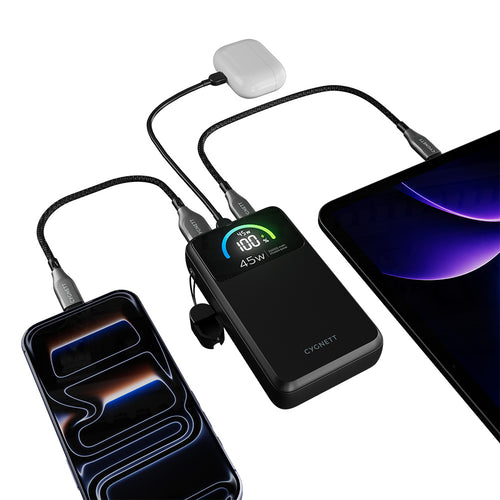 Cygnett ChargePro 2 45W FAST Power Bank with USB-C Lanyard Cable 20K - Black