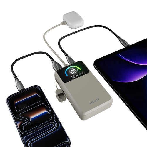 Cygnett ChargePro 2 45W FAST Power Bank with USB-C Lanyard Cable 20K - White